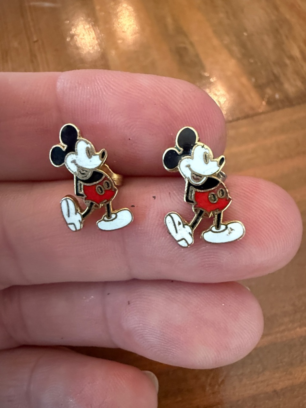 Mickey Mouse Enamel Stud Earrings - Red, Black & White vintage
